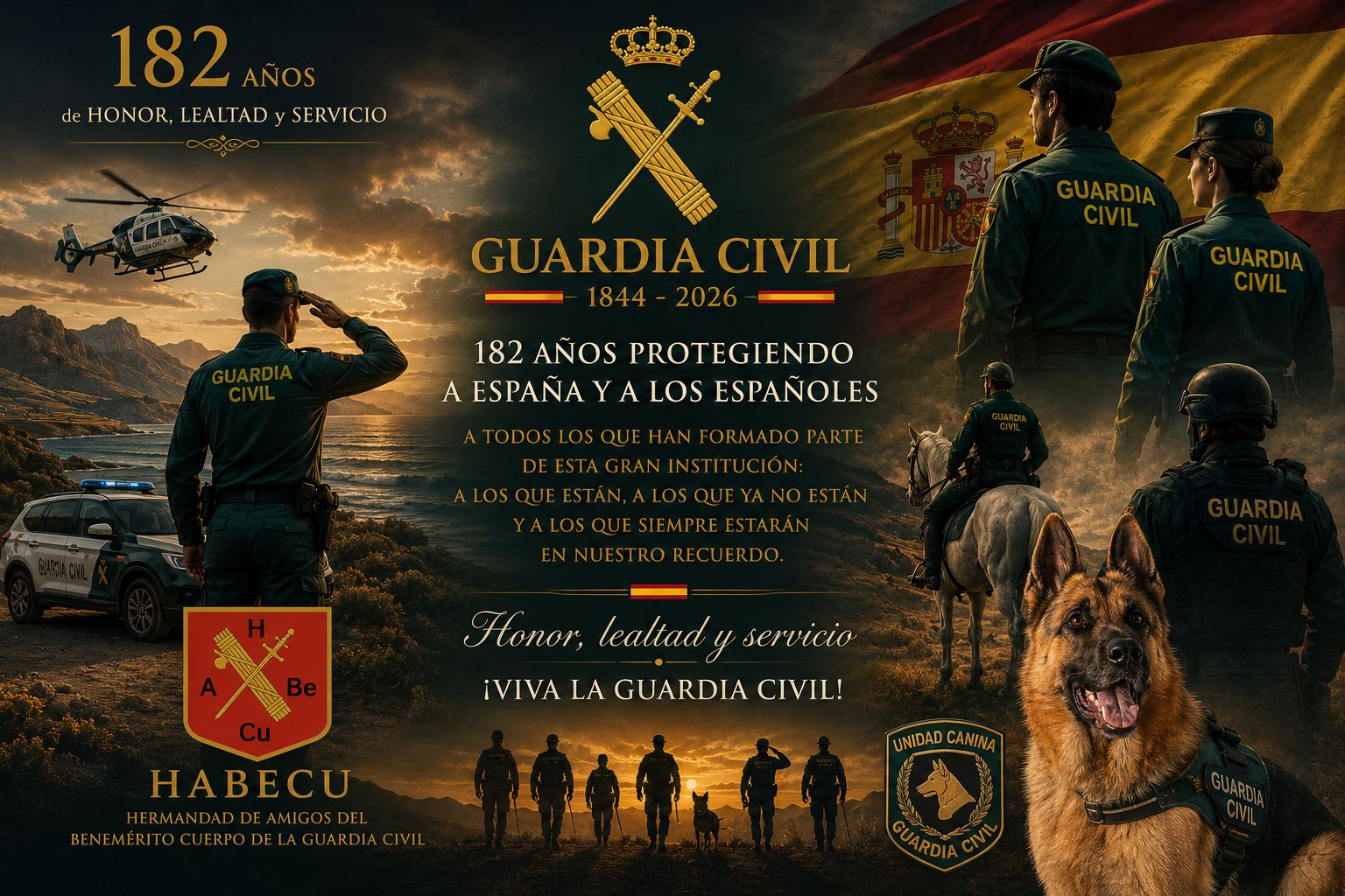 Cartel del 182.&ordm; aniversario de la Guardia Civil difundido por HABECU